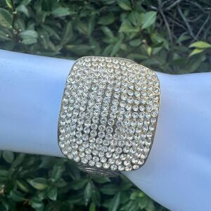 Silver tone vintage rhinestone wrap around bracelet